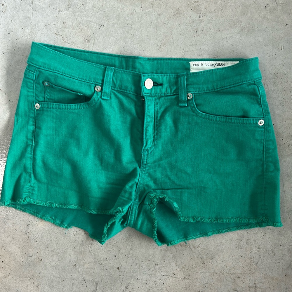 Women's Rag & Bones Green Denim Shorts Size 26